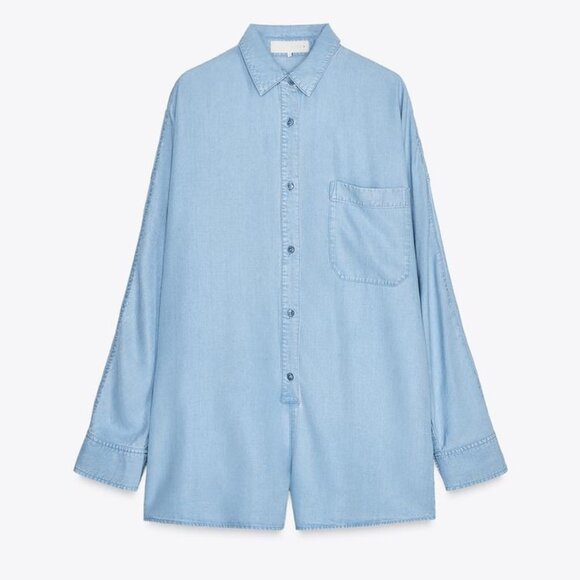 Zara TRF Denim Romper - Picture 1 of 1